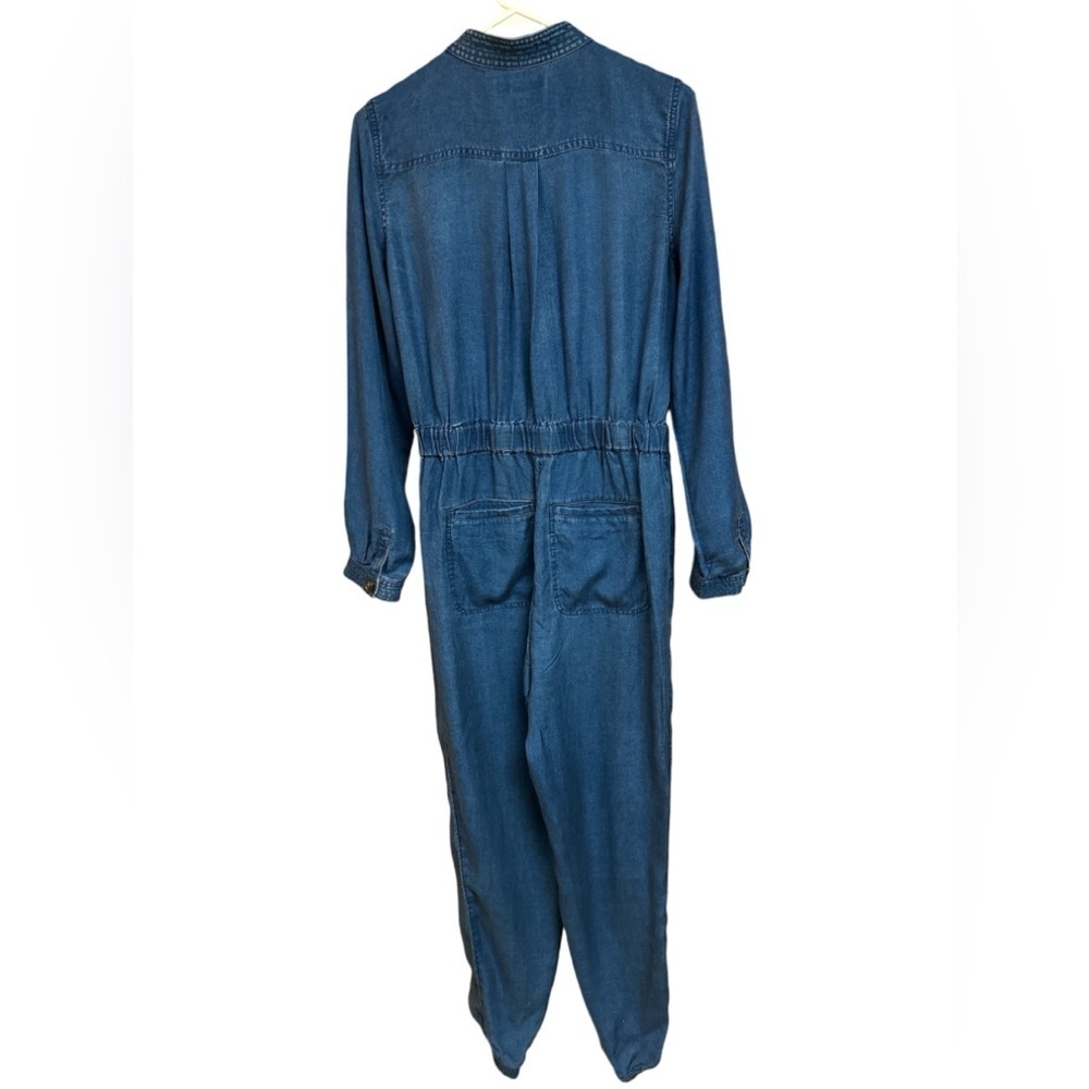 Banana Republic Tencil Blue Denim Longsleeved Jogger Flight Jumpsuit Size 8 NWOT - Picture 3 of 10